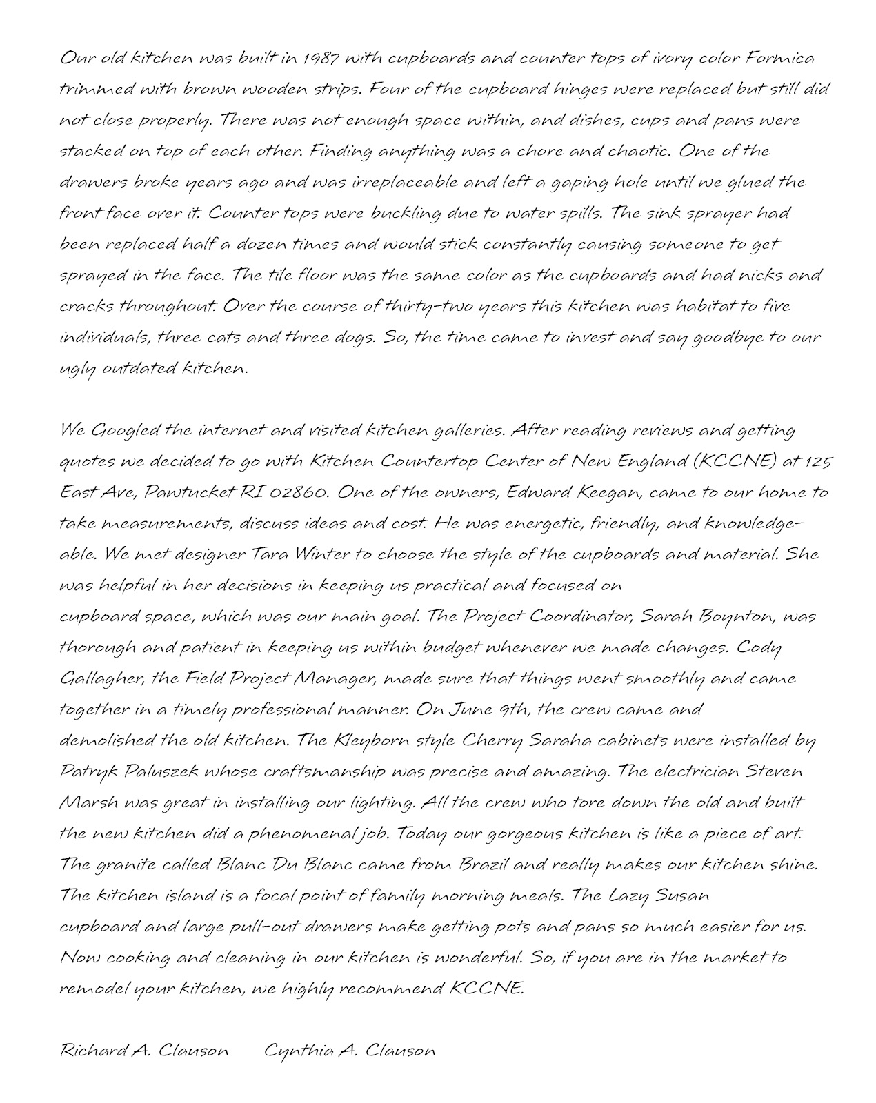 Customer Testimonial